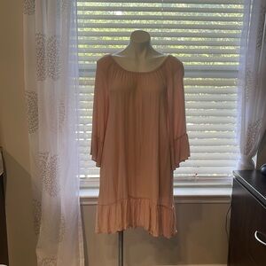 OFF SHOULDER PINK 3/4 SLEEVE DRESS